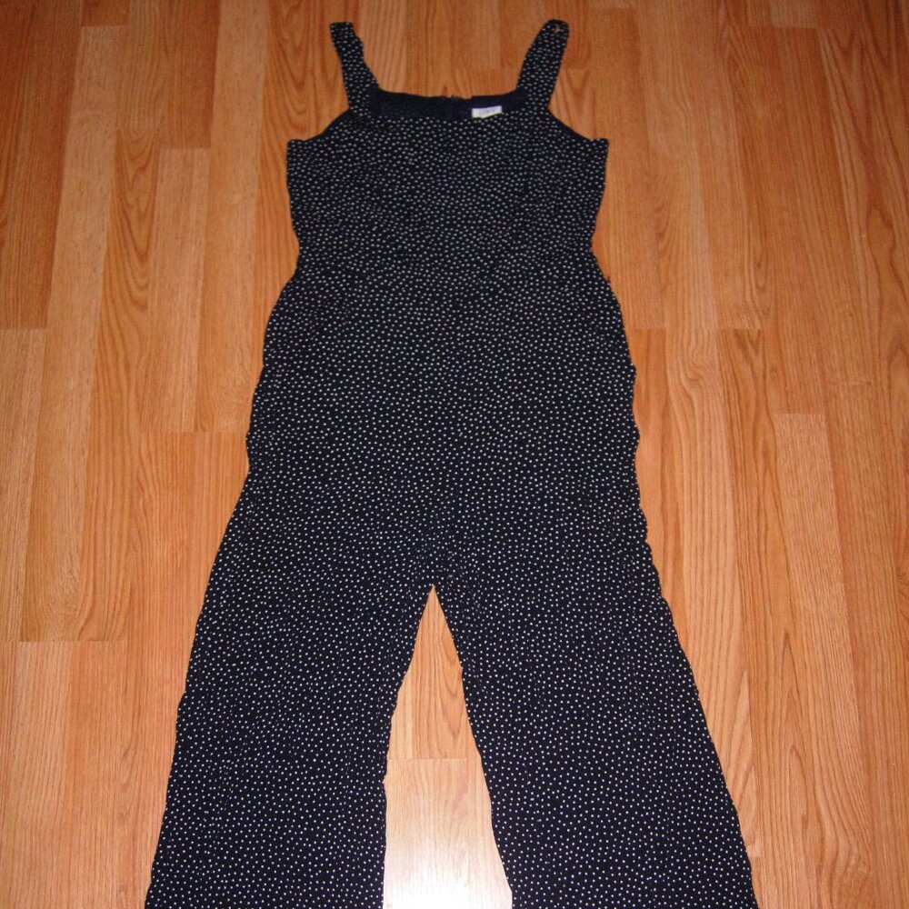 LOFT Navy White Polka Dot Jumpsuit 6